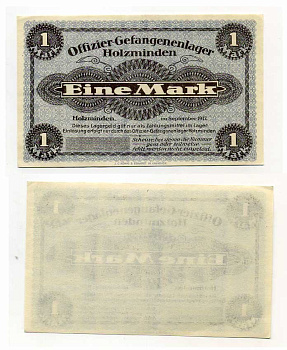 Германия 1 марка 1917 Хольцминден (Брауншвейг), лагерь военнопленных офицеров C-3134, Tieste 385.05 бумага UNC (пресс) 000-00-00
