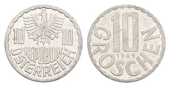 Австрия 10 грошей 1989 KM 2878 алюминий 4383-1132