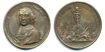 ФРАНЦИЯ МЕДАЛЬ 1736 КАРДИНАЛ ДЕ ФЛЮРИ (CARDINALIS DE FLEURY) бронза 1072-3-32