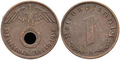 Германия 1 рейхспфенниг 1938 A KM 89, J 361 бронза 4396-927