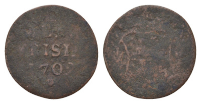 Нидерланды, Западная Фрисландия 1 дуит 1702 Голландская республика KM 100 медь 4623-1129