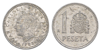 Испания 1 песета 1982 M, Хуан Карлос I (1975-2014) KM 821 алюминий 4623-729