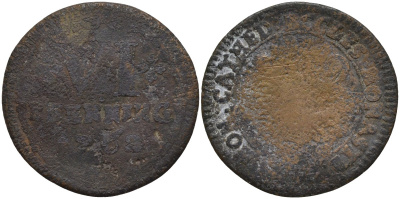 Мансфельд 6 пфеннигов 1762 KM 440 медь 4544-1156