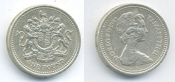 Великобритания 1 фунт 1983 Елизавета II (1952-2022) KM 933, Spink 4221 никель латунь 83-1051