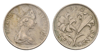 Бермудские острова (Бермуды) 10 центов 1970 KM 17 медно-никель 4664-128
