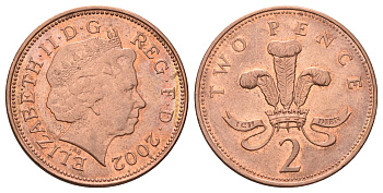 Великобритания 2 пенса 2002 Елизавета II (1952-2022) KM 987, Spink 4690 (C5) сталь плакированная медью 4671-545