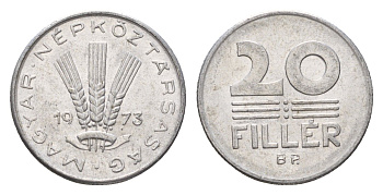 Венгрия 20 филлеров 1973 ВР KM 573 алюминий 181-1255