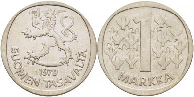 ФИНЛЯНДИЯ 1 МАРКА 1979 K KM 49а медно-никель 3718-852