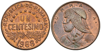 Панама 1 сентесимо 1968  KM 22 бронза  aUNC  4609-822