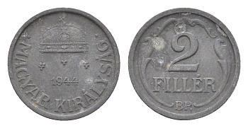 Венгрия 2 филлера 1944 BP KM 519 цинк 4665-614