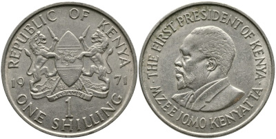 Кения 1 шиллинг 1971 Джомо Кениата KM 14 медно-никель 4529-1033