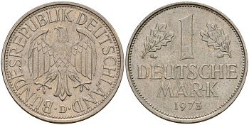 ФРГ 1 марка 1973 D KM 110, J. 385 медно-никель 4159-1126