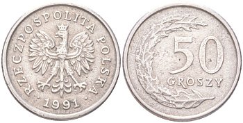 Польша 50 грошей 1991 Y 281 медно-никель 4614-269