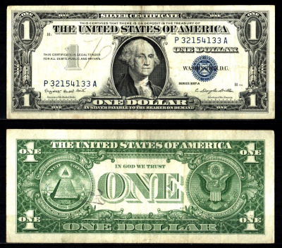 США 1 доллар 1957 Серия A, Джордж Вашингтон Pick 419 a бумага 2119-31-2-1