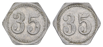 Германия жетон в 35 пфеннигов для приобретения "стакана пива" ND размер 21,5x21,5 мм, вес 0,97 гр алюминий 4638-857