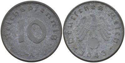Германия 10 рейхспфеннигов 1943 A KM 101, J.371 цинк 4151-241