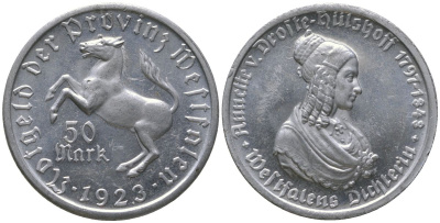 Вестфалия 50 марок 1923 Funck 645.3, Men18 33512.10 алюминий aUNC 4610-427