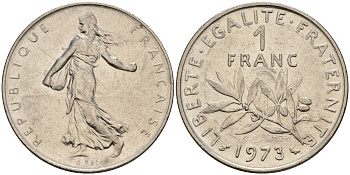 Франция 1 франк 1973 сеятель KM 925.1 никель    4153-442