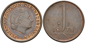 Нидерланды 1 цент 1978 Юлиана (1948-1980) КМ 180 бронза    4602-516