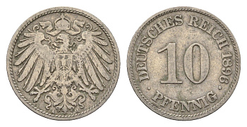 Германия 10 пфеннигов 1896 A KM 12, J. 13 медно-никель 4696-661