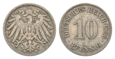 Германия 10 пфеннигов 1896 A KM 12, J. 13 медно-никель 4696-661