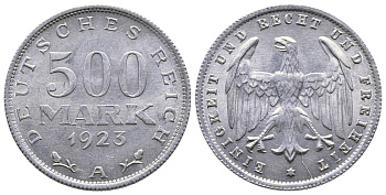 ГЕРМАНИЯ 500 МАРОК 1923 А KM 36, J. 305 алюминий 4380-623