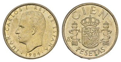 Испания 100 песет 1984 Хуан Карлос I (1975-2014) KM 826 алюминиевая бронза 3999-1256