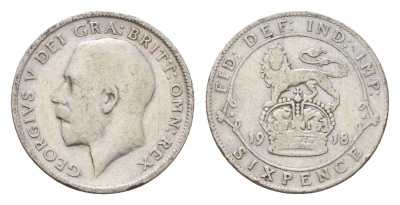 Великобритания 6 пенсов 1918 Георг V (1910-1936) KM 815, Spink 4014 серебро 4189-1019