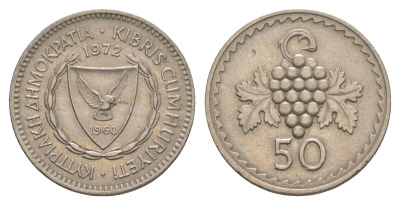 Кипр 50 милей 1972 KM 41 медно-никель UNC 4652-412