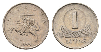 Литва 1 лит 1999 KM 111 медно-никель 4695-424