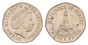 Джерси 20 пенсов 1998 KM 107 медно-никель aUNC 4659-626