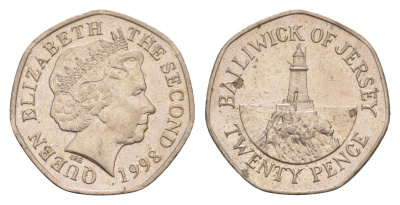 Джерси 20 пенсов 1998 KM 107 медно-никель aUNC 4659-626