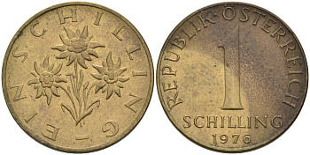 Австрия 1 Шиллинг 1976 KM 2886 алюминиевая бронза 4575-216