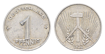 ГДР 1 пфенниг 1952 E KM 5 алюминий 4647-936