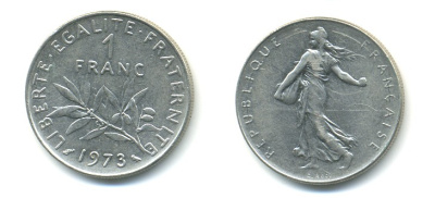 ФРАНЦИЯ 1 ФРАНК 1973 СЕЯТЕЛЬ KM 925.1 никель 57-234