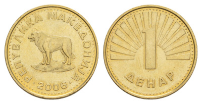 Македония 1 денар 2006 KM 2 медь цинк никель UNC 4633-1047