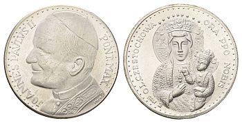 Ватикан медаль "Ченстоховская икона Божией Матери" ND (1978) Иоанн Павел II, диаметр 35 мм, вес 16,3 гр медно-никель плакированный серебро 4117-446