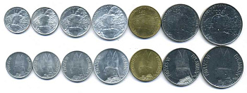 Ватикан набор из 7 монет 1966 Павел VI (1963-1978), шепард (пастух) KM 84, 85, 86, 87, 88, 89, 90   UNC N4-04