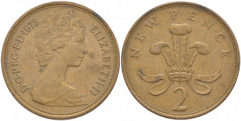 Великобритания 2 пенса 1978 Елизавета II (1952-2022) KM 916, Spink 4235 (C1) бронза 77-144