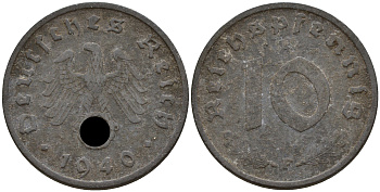 Германия 10 рейхспфеннигов 1940 F J. 371, KM 101 цинк    4603-822