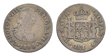 Мексика 1/2 реала 1806 Mo, Карл IV (1788-1808) KM 72 серебро 603-644
