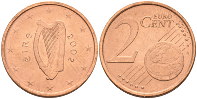 Ирландия 2 евроцента 2002 KM 33 сталь плакированная медью UNC 4174-637