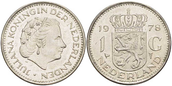 Нидерланды 1 гульден 1978 Юлиана (1948-1980) KM 184a никель 212-1152