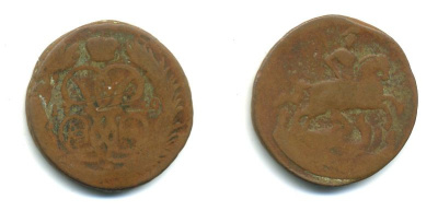 РОССИЯ 1 КОПЕЙКА 1760 медь 61-754