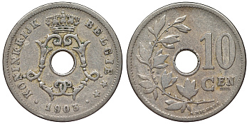 Бельгия 10 сантимов 1903 Belgie KM 49 медно-никель 71-133