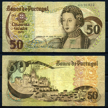 Португалия 50 эскудо 1968 Инфанта донна Мария, Синтра, Antonio Manuel Pinto Barbosa & Antonio Luis Gomes Pick 174а(5) бумага 7204-36-1-2