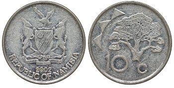 Намибия 10 центов 1998 дерево KM 2 никелированная сталь 4163-911
