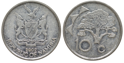 Намибия 10 центов 1998 дерево KM 2 никелированная сталь 4163-911