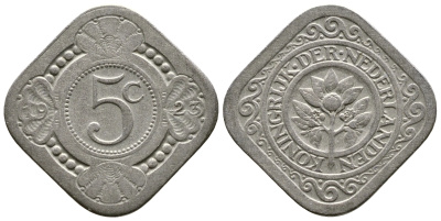 Нидерланды 5 центов 1923 Вильгельмина (1890-1948) KM 153 медно-никель 84-846