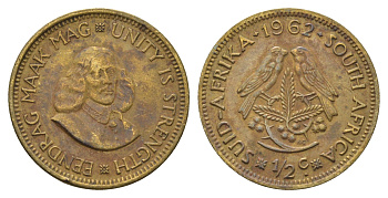ЮАР 1/2 цента 1962 Ян ван Рибек KM 56 латунь 4693-534